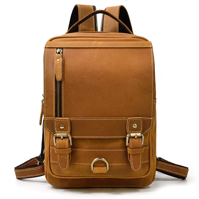 Horse Leather Men's Multifunctional Backpack for Travel
