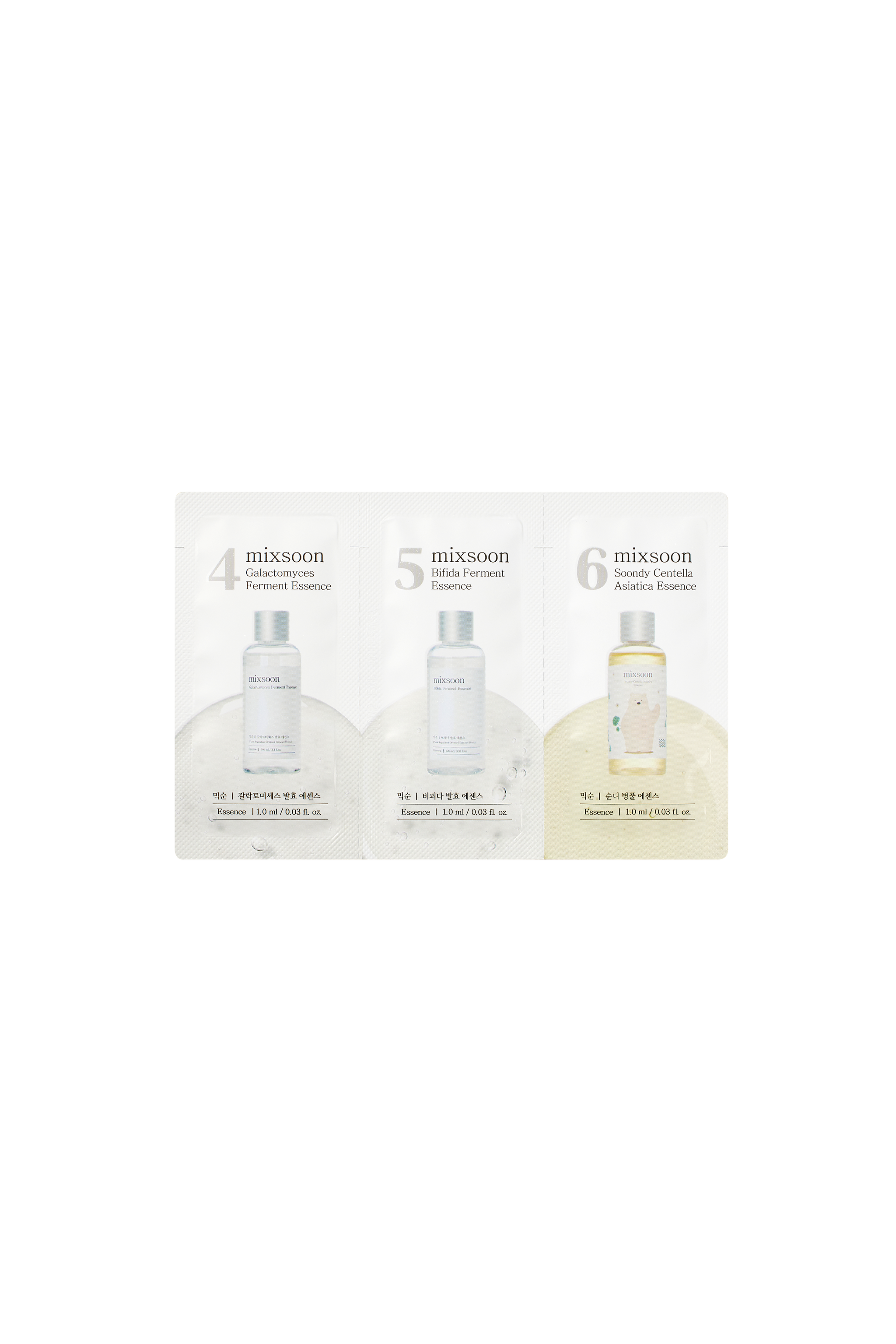 [MIXSOON] (Step 4,5,6) Galactomyces Ferment Essence, Bifida Ferment Essence, Centella Asiatica Essence Sachet [1ml*3ea]