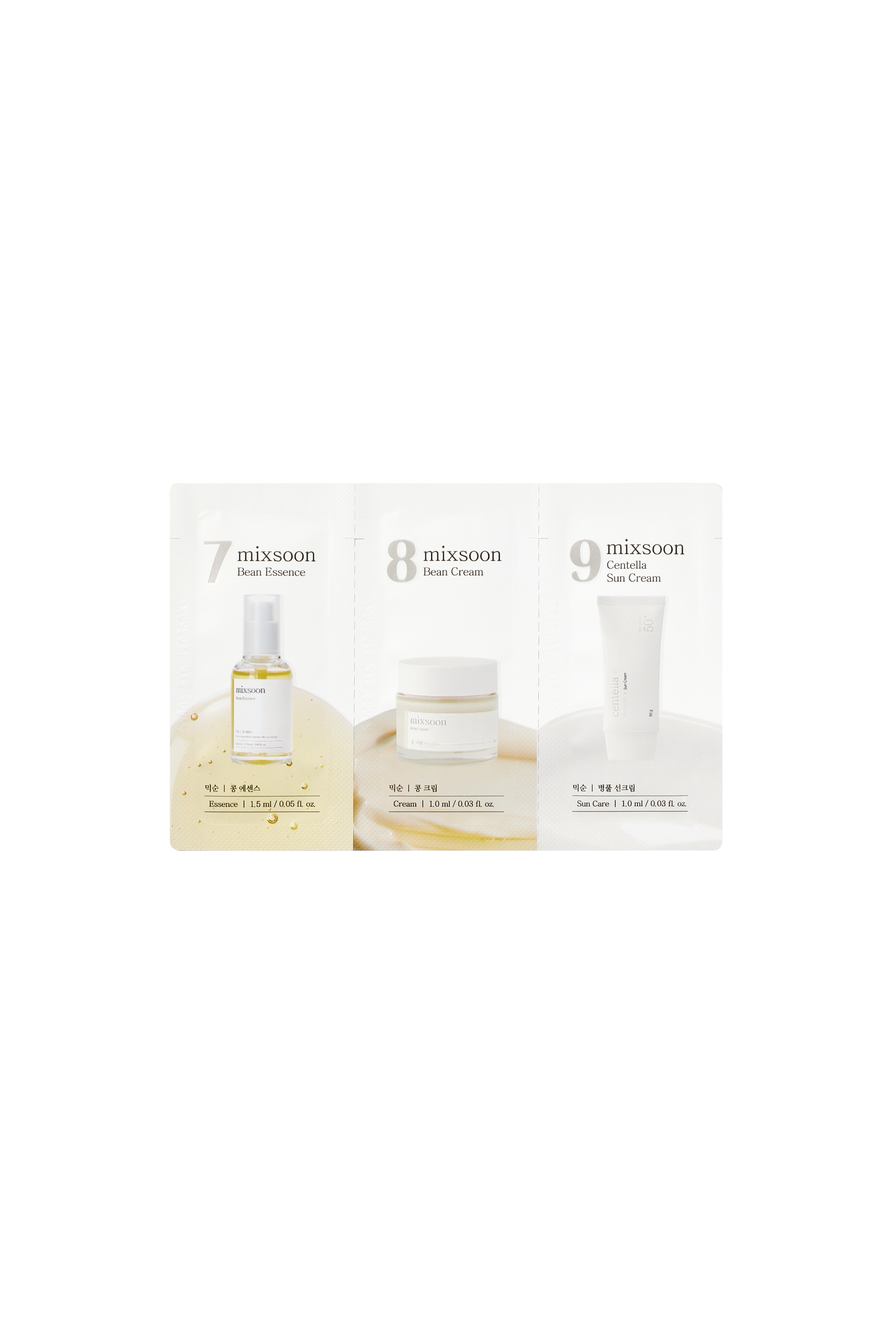 [MIXSOON] (Step 7,8,9) Bean Essence, Bean Cream, Centella Sun Cream [1.5ml, 1ml*2ea]