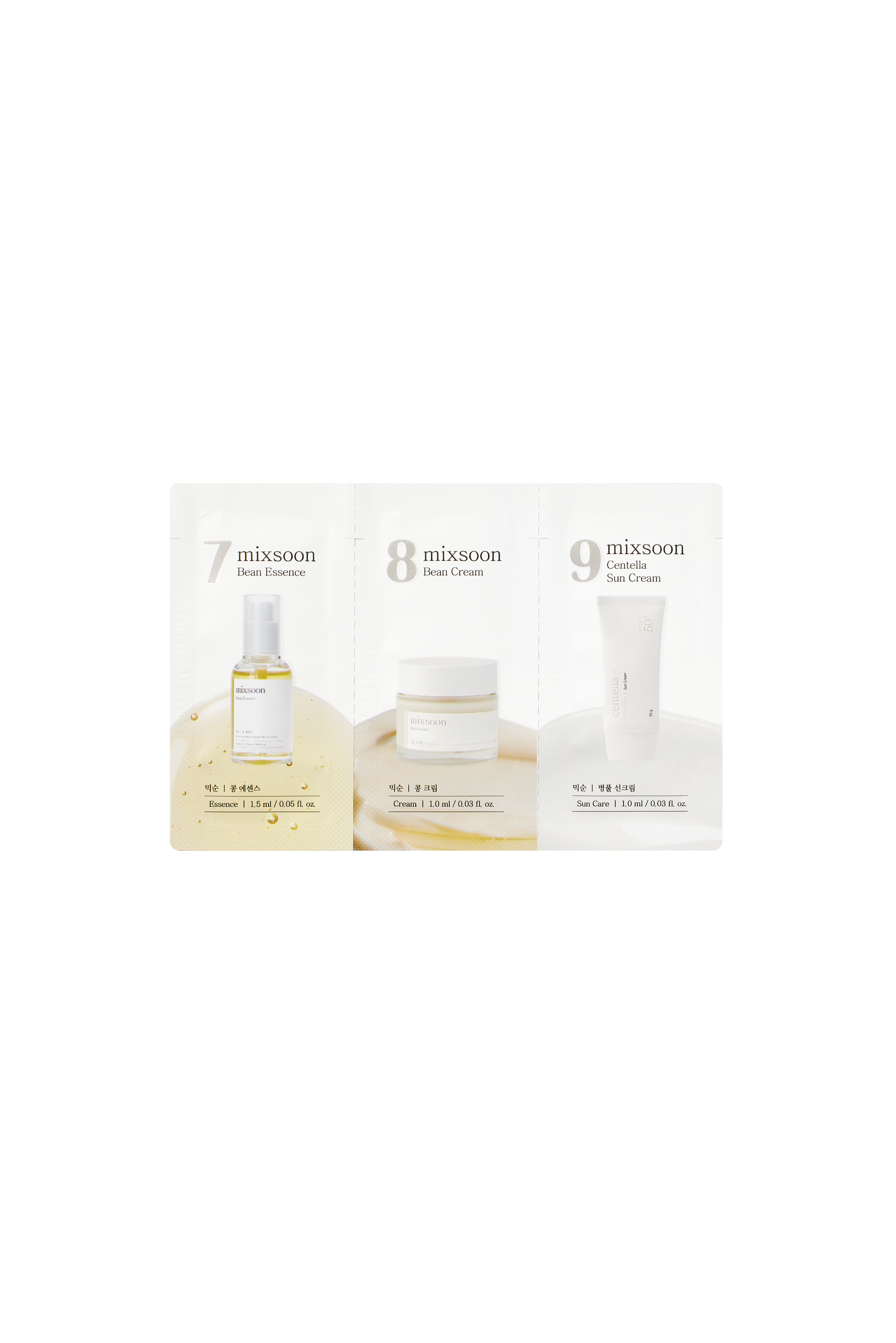[MIXSOON] (Step 7,8,9) Bean Essence, Bean Cream, Centella Sun Cream [1.5ml, 1ml*2ea]