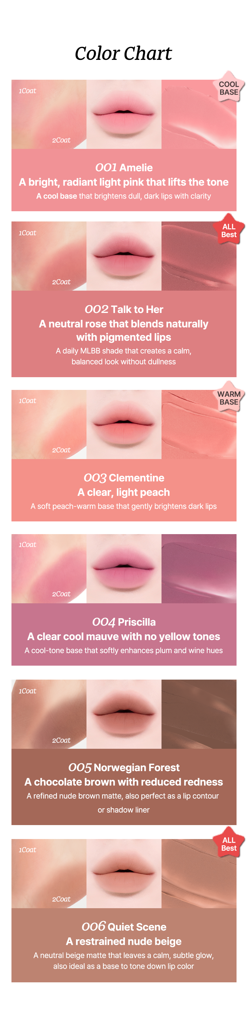 [Tiptoe] Mousse Tang Lip Matter - 6 Colors