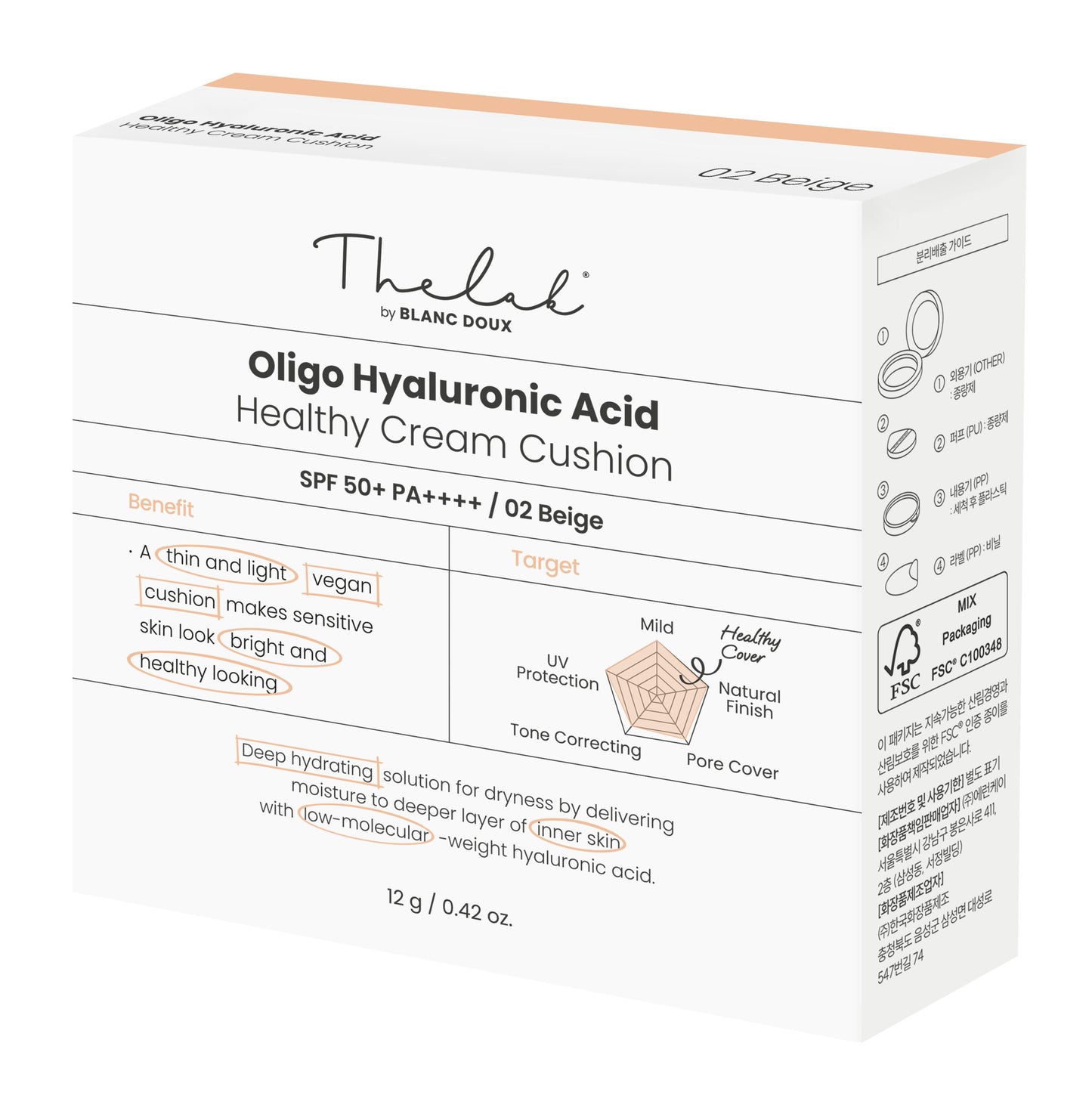 [THE LAB by BLANC DOUX] Oligo Hyaluronic Acid Healthy Cream Cushion - 2 Colors
