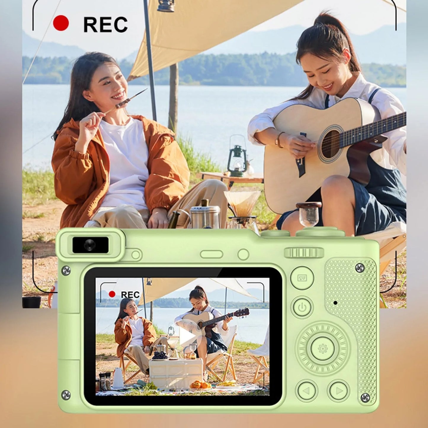 1080p Digital Camera with 40MP Front & Rear Lens, 8X Digital Zoom, Video Recording Student Camera with Bracket, Perfect Gift for Children