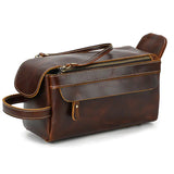 Genuine Leather Retro Wash Bag for Men and Women
