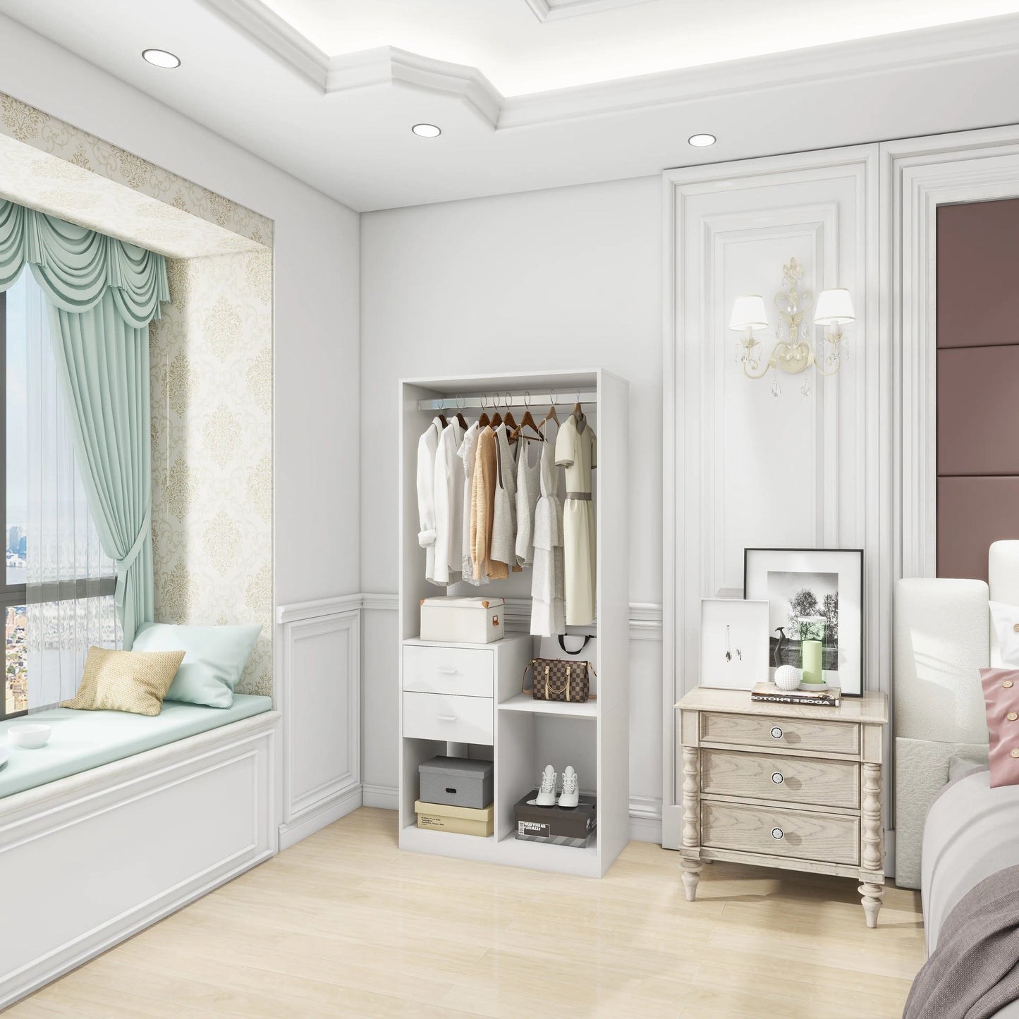 Chic 71" White Wardrobe Organizer