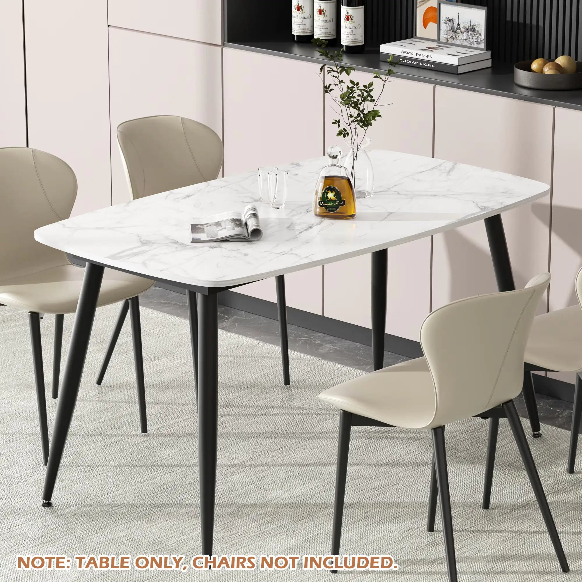 VFF Modern Kitchen Dining Table With MDF Tabletop And Sturdy Metal Frame