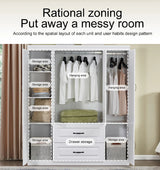 White Solid Wood Wardrobe 74"