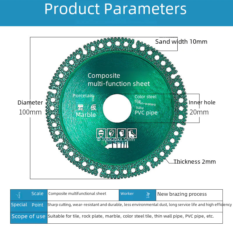 Multi-Functional Cutting Disc for Tiles and Metal